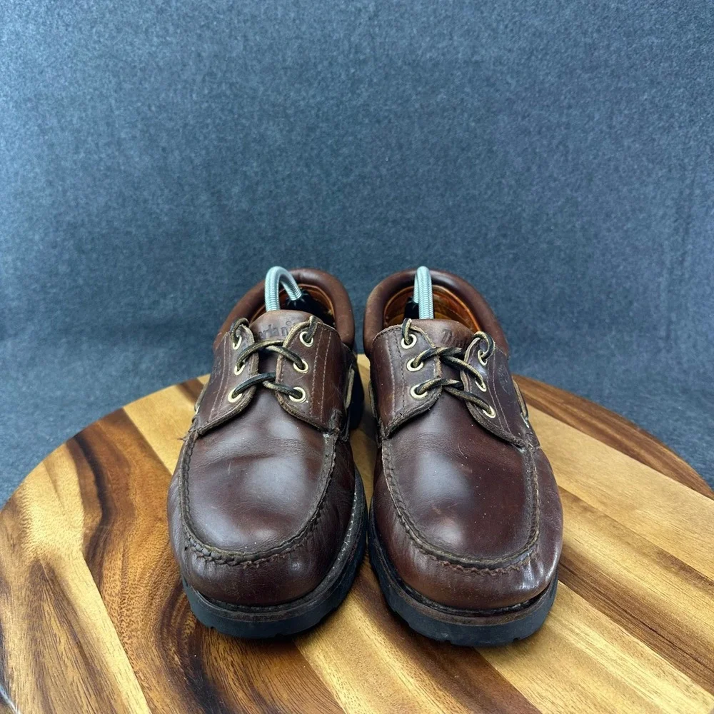 Timberland Men's Burgundy Leather 3 Eyelet Boat Shoe Lug Soles Size 10M 32026